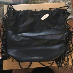 VS Black Fringe backpack drawstring bag